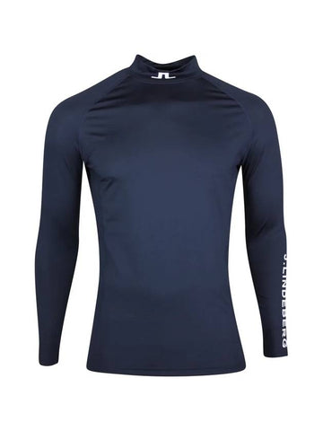 Men's Aello Print Soft Compression Golf High Neck Base Layer Navy - J.LINDEBERG - BALAAN 1