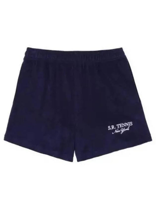 Embroidered Logo Terry Shorts Navy - SPORTY & RICH - BALAAN 2