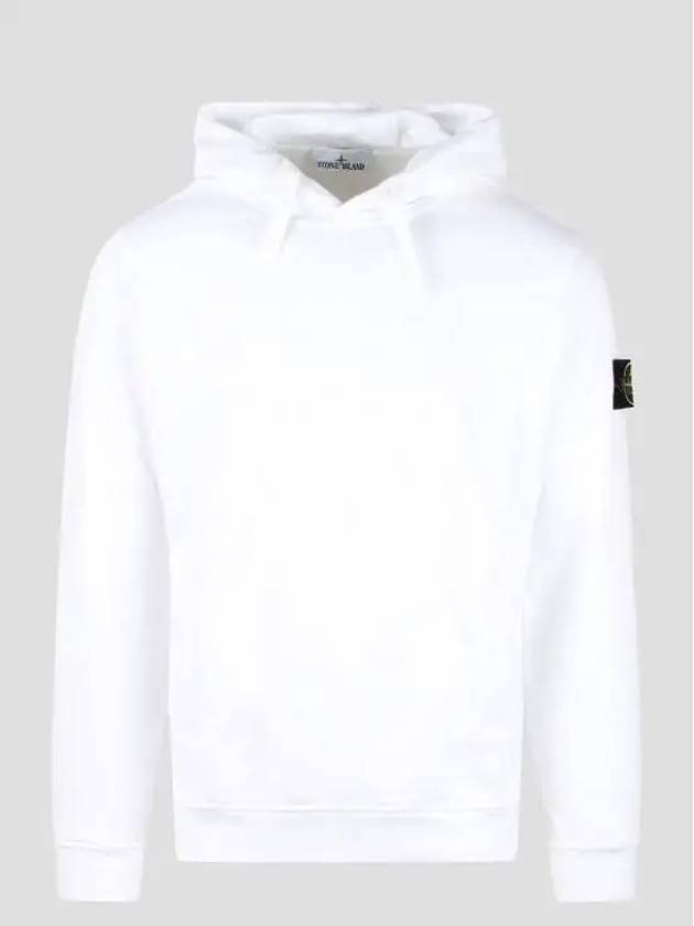 Wappen Patch Brushed Cotton Fleece Hoodie White - STONE ISLAND - BALAAN 2