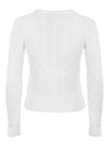 Women's Embroidered Logo Pony Cable Cardigan White - POLO RALPH LAUREN - BALAAN 3