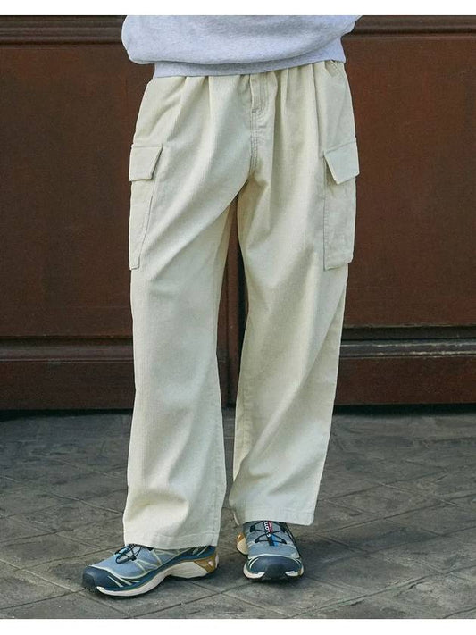 Corduroy Cargo Pants Ivory - FLUKE - BALAAN 1