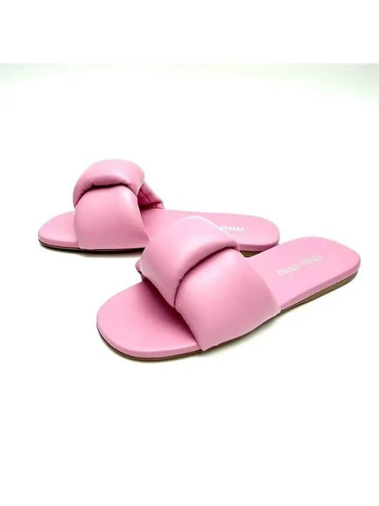 Padded Band Lambskin Leather Slippers Pink - MIU MIU - BALAAN 2