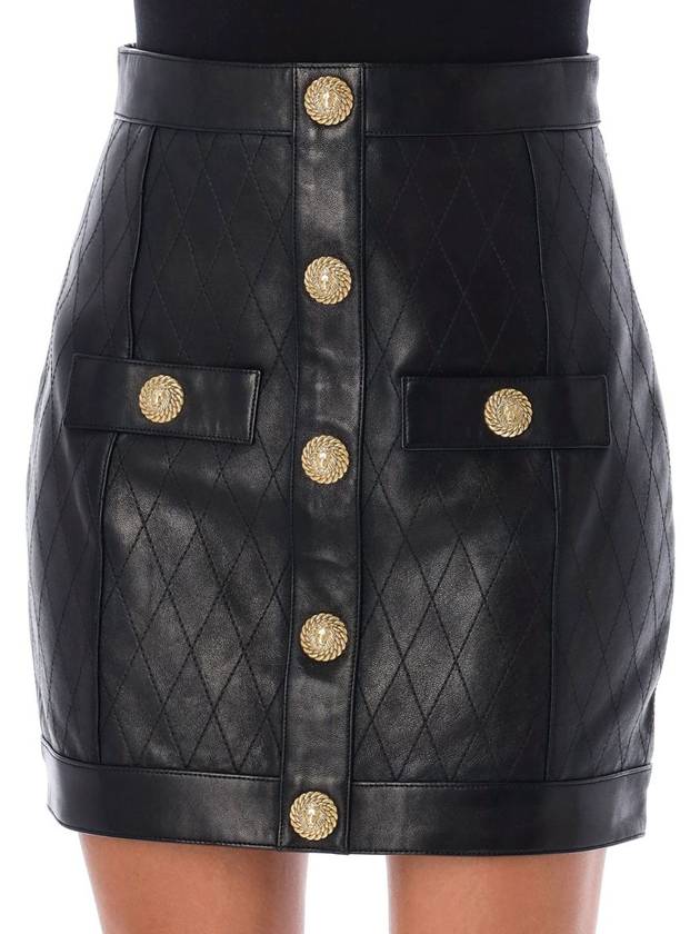 Balmain Leather Mini Skirt Quilted - BALMAIN - BALAAN 3