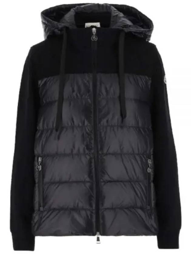 Padded Wool Hooded Cardigan Black - MONCLER - BALAAN 2