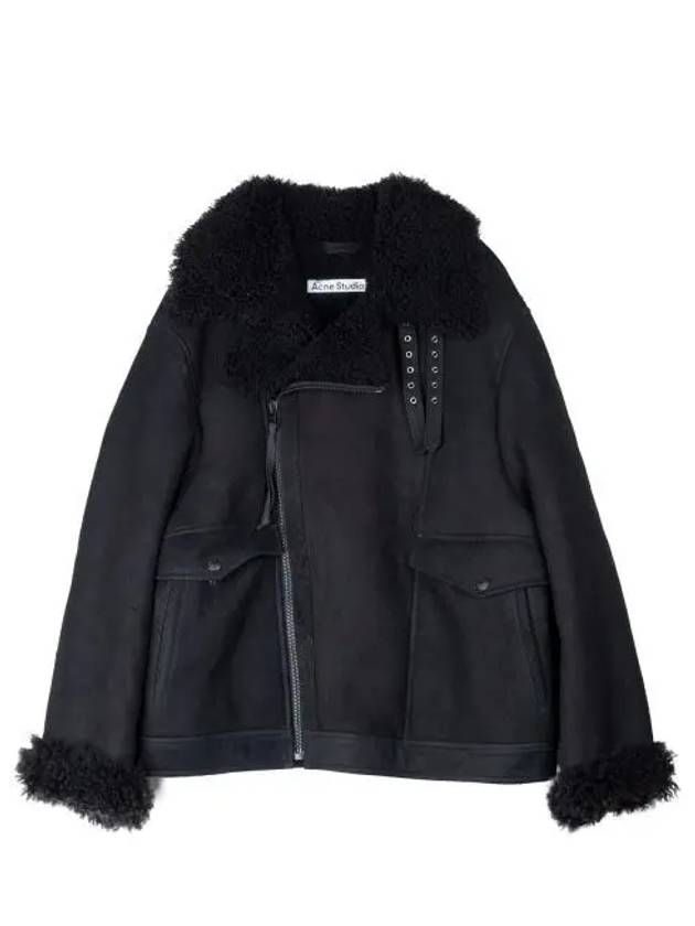 Liana Shearling Zip-up Jacket Black - ACNE STUDIOS - BALAAN 2