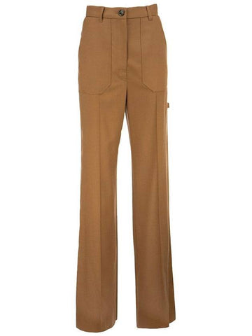 Opera Wool Wide Pants Brown - MAX MARA - BALAAN.