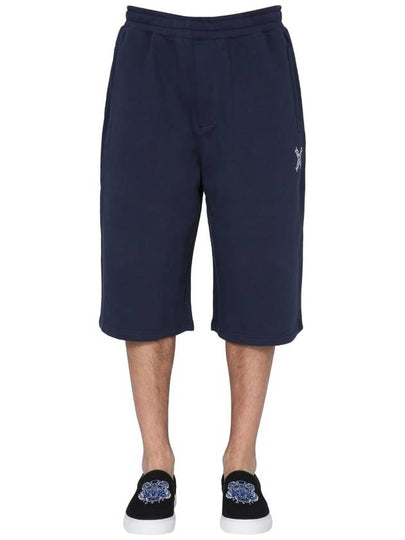 Cross Logo Cotton Shorts Midnight Blue - KENZO - BALAAN 2