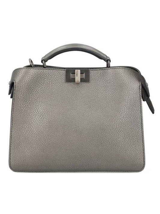 Peekaboo ISeeU Mini Leather Tote Bag Grey - FENDI - BALAAN 1