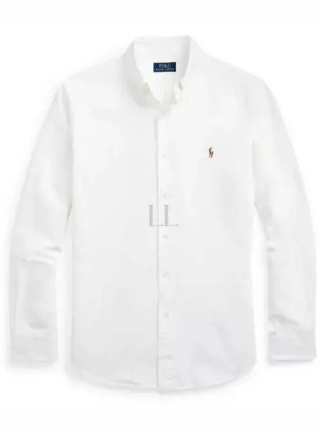 Men's Embroidered Pony Logo Oxford Long Sleeve Shirt White - POLO RALPH LAUREN - BALAAN 2