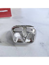 V Logo Signature Metal Ring Silver - VALENTINO - BALAAN 4