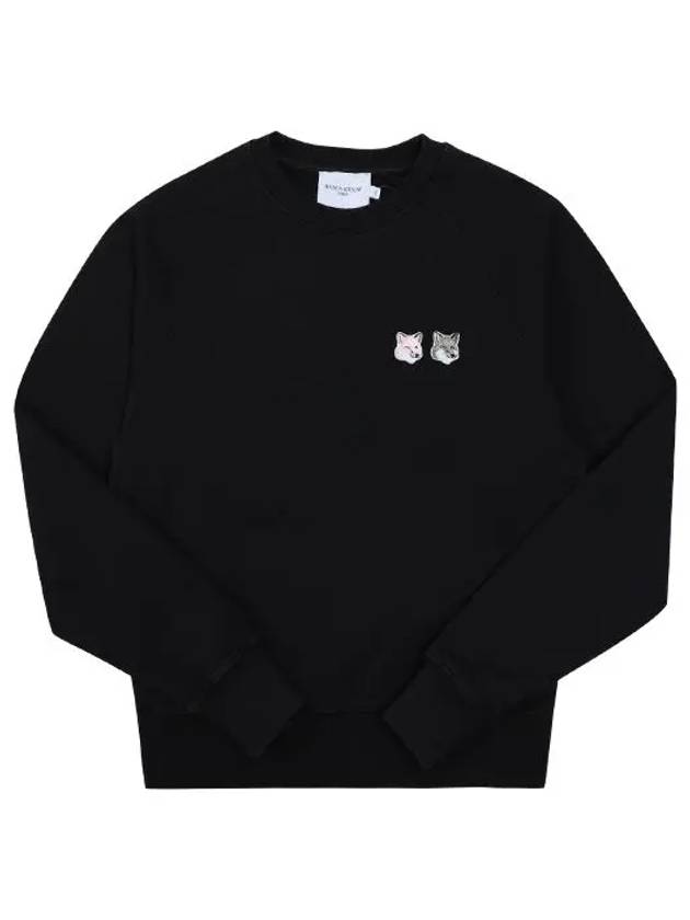 Double Fox Patch Head Sweatshirt Black - MAISON KITSUNE - BALAAN 2