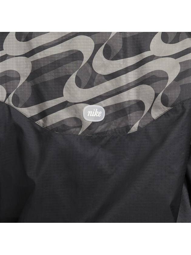 Icon Crush Swoosh Print Zip-Up Jacket Black Charcoal - NIKE - BALAAN 5