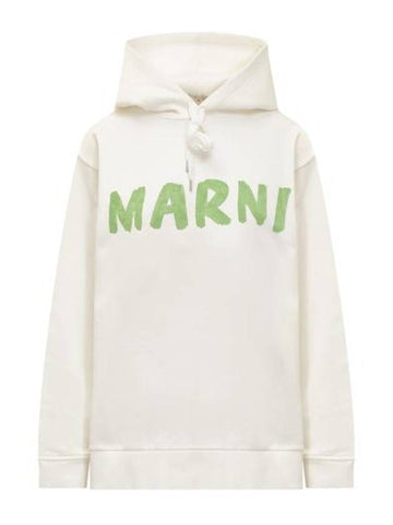 Logo Print Cotton Hooded Top White - MARNI - BALAAN 1