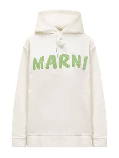 Logo Print Cotton Hooded Top White - MARNI - BALAAN 1