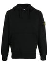 Logo Patch Cotton Fleece Hoodie Black - STONE ISLAND - BALAAN 2