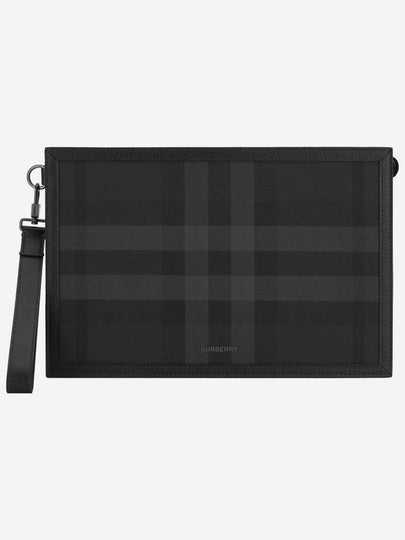 Check Small Logo Clutch Bag Black - BURBERRY - BALAAN 2