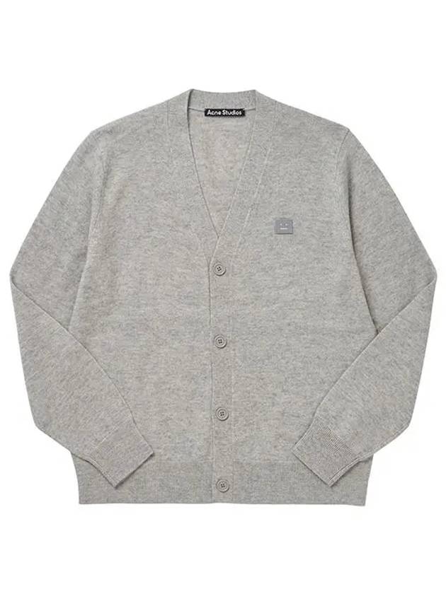 C60038 LIGHT GRAY MELANGE face logo cardigan - ACNE STUDIOS - BALAAN 2