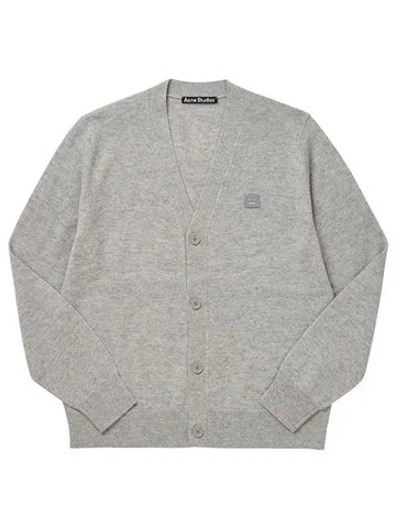 C60038 LIGHT GRAY MELANGE face logo cardigan - ACNE STUDIOS - BALAAN 1