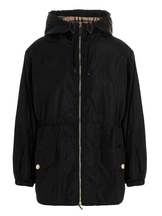 Nylon Lightweight Hoodie Jacket Black - BURBERRY - BALAAN.