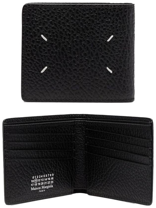 Stitched Leather Bifold Half Wallet Black - MAISON MARGIELA - BALAAN 2