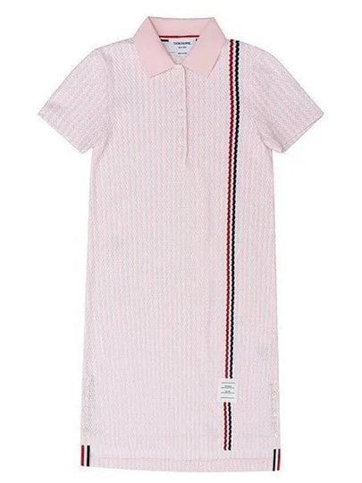 Cotton Stripe Polo Midi Dress White Pink - THOM BROWNE - BALAAN 2