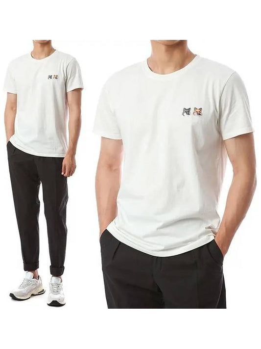 Double Fox Head Patch Classic Short Sleeve T-Shirt Latte - MAISON KITSUNE - BALAAN 2