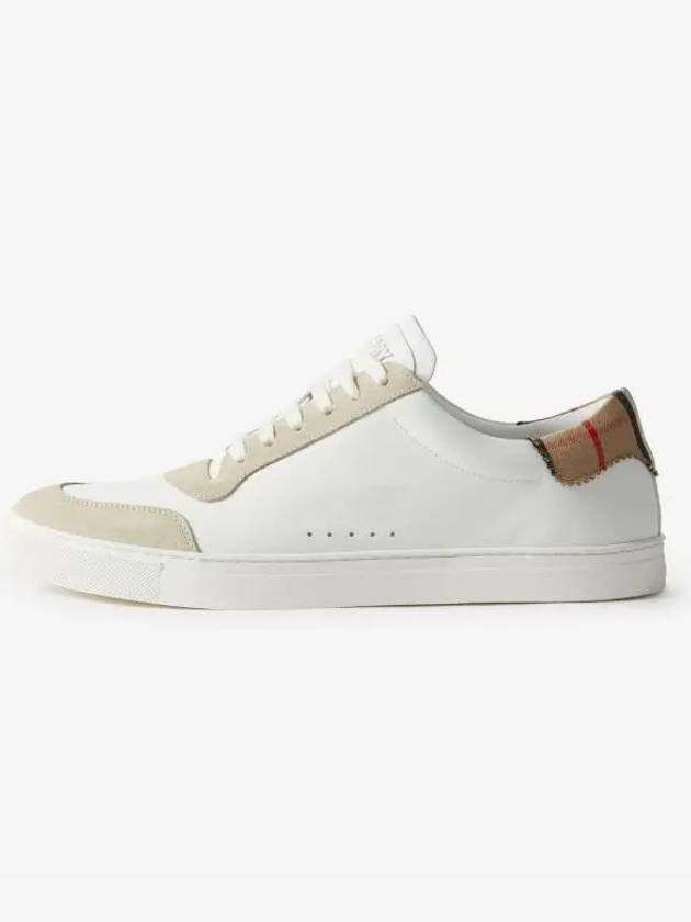 Leather Suede Check Cotton Low Top Sneakers White - BURBERRY - BALAAN 4