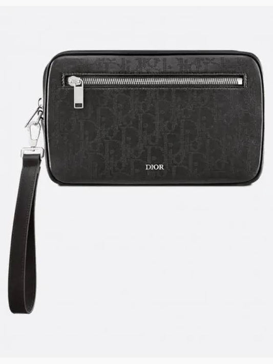 Toiletry Oblique Galaxy Leather Pouch Bag Black - DIOR - BALAAN 2