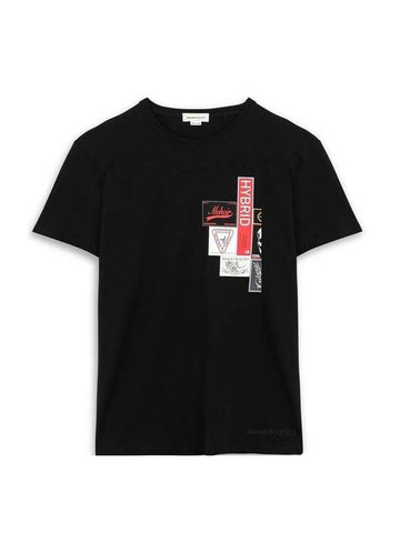 Label Logo Short Sleeve T-Shirt Black - ALEXANDER MCQUEEN - BALAAN 1