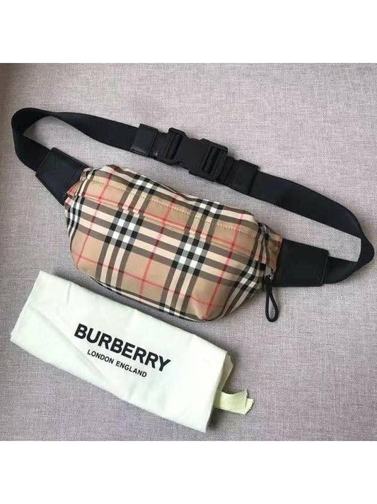 Medium Vintage Check Bonded Cotton Belt Bag Beige - BURBERRY - BALAAN 2