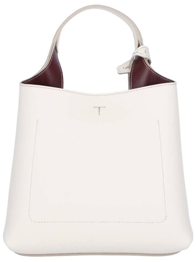 Logo Mini Leather Tote Bag White - TOD'S - BALAAN 4