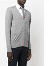 4-Bar Stripe Sustainable Merino Wool Cardigan Grey - THOM BROWNE - BALAAN 3