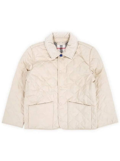 Kids Corduroy Collar Diamond Quilted Jacket Beige - BURBERRY - BALAAN 2