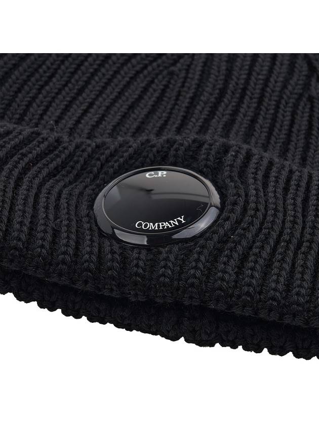 Extra Fine Merino Wool Beanie Black - CP COMPANY - BALAAN 7