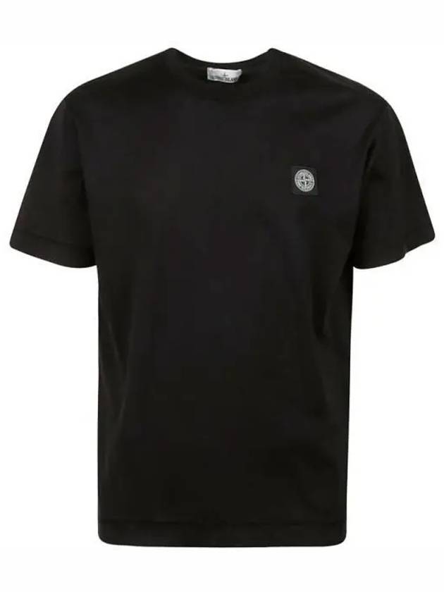 Slimfit Cotton Jersey Short Sleeve T-shirt Black - STONE ISLAND - BALAAN 2