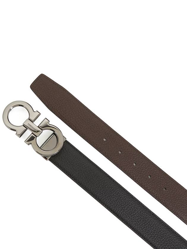 Reversible Gancini Leather Belt Dark Brown Black - SALVATORE FERRAGAMO - BALAAN 5