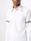 Oxford Armband Stripe Cotton Long Sleeve Shirt White - THOM BROWNE - BALAAN 4