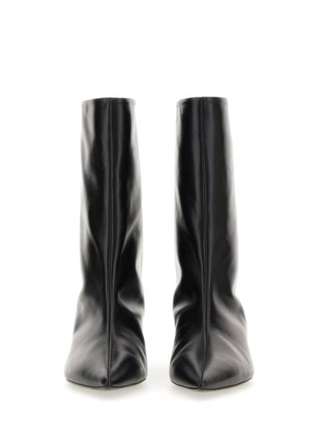 Pointed Toe Leather Heel Middle Boots Black - JIL SANDER - BALAAN 3