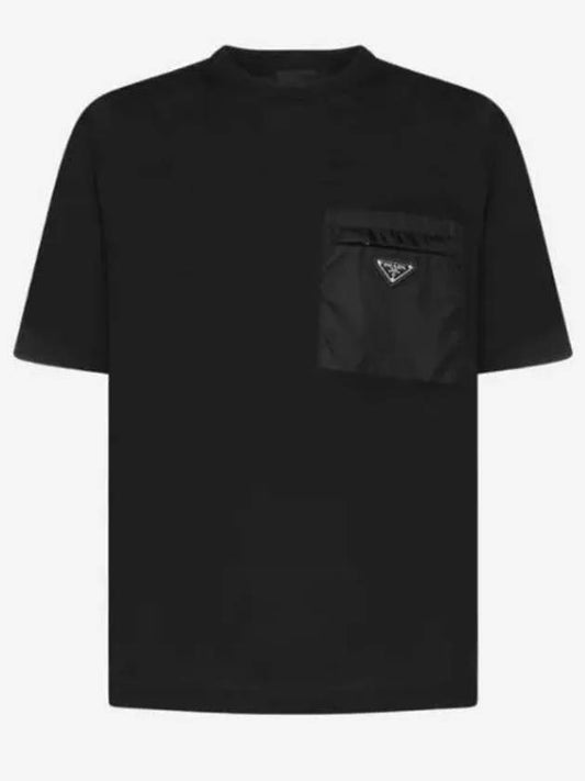 Nylon Pocket Cotton Short Sleeve T-Shirt Black - PRADA - BALAAN 2