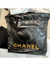 22 Gold Logo Shiny Calfskin Mini Shoulder Bag Black - CHANEL - BALAAN 6