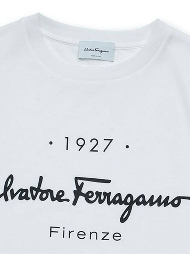 1927 Signature Short Sleeve T-Shirt White - SALVATORE FERRAGAMO - BALAAN 4