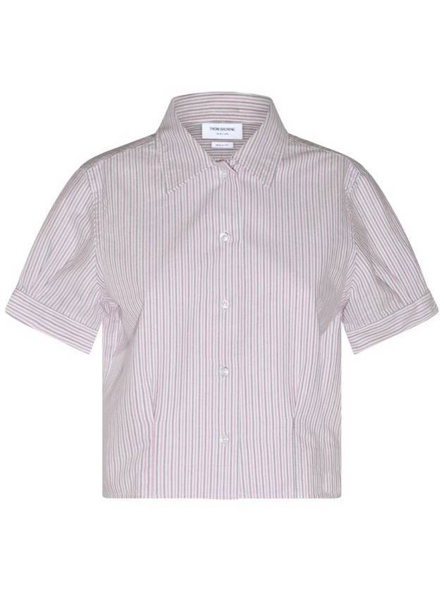 Stripe Oxford Short Sleeve Shirt Red - THOM BROWNE - BALAAN 1