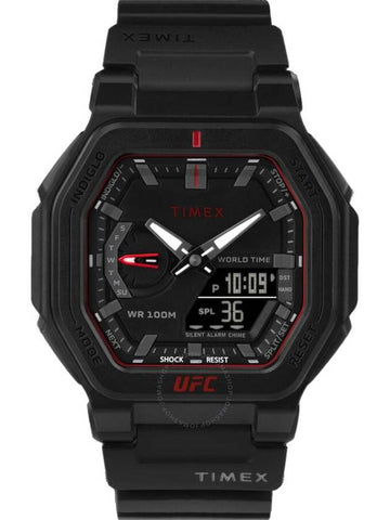 Timex UFC Colossus Alarm World Time Quartz Analog-Digital Black Dial Men's Watch TW2V55200 - TIMEX - BALAAN 1