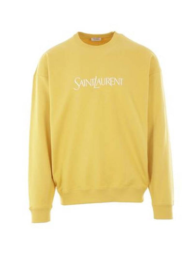 Embroidered Logo Organic Cotton Sweatshirt Yellow - SAINT LAURENT - BALAAN 2