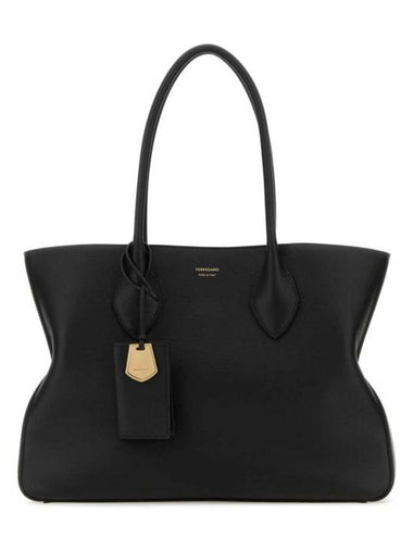 Calfskin Leather Tote Bag Black - SALVATORE FERRAGAMO - BALAAN 1