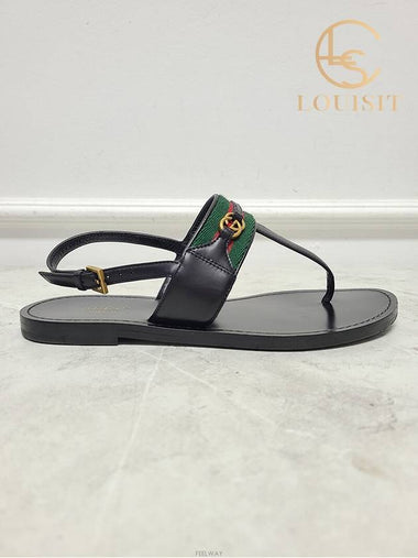 Used luxury goods Lewis It 35 5 Black web interlocking G strap flip flop sandals - GUCCI - BALAAN 1