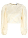 Women's Wide Sleeve Crop Blouse Beige - GANNI - BALAAN 2