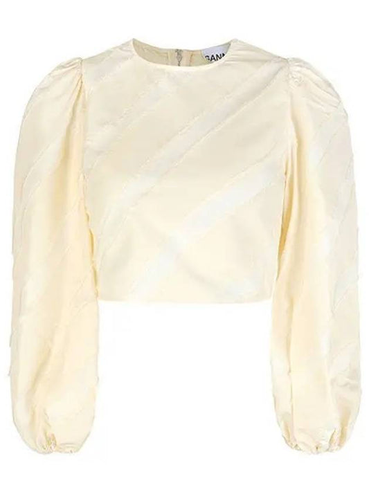 Women's Wide Sleeve Crop Blouse Beige - GANNI - BALAAN 2