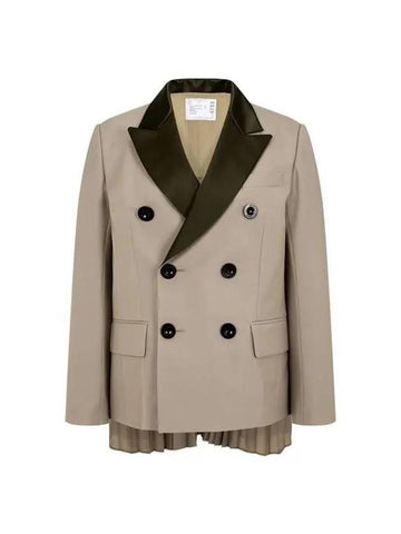 Women's back pleated shooting double jacket light khaki 271181 - SACAI - BALAAN 1