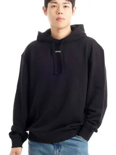 Contrast Logo Relaxed Fit Cotton Hood Black - HUGO BOSS - BALAAN 2